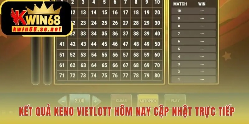 Cập nhật trực tiếp kết quả Keno với 20 con số trúng thưởng